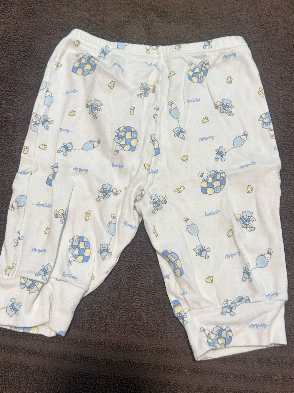 Bunny Baby Blue & Yellow Printed Cotton Pajama set bon bebe 0-3m combed cotton